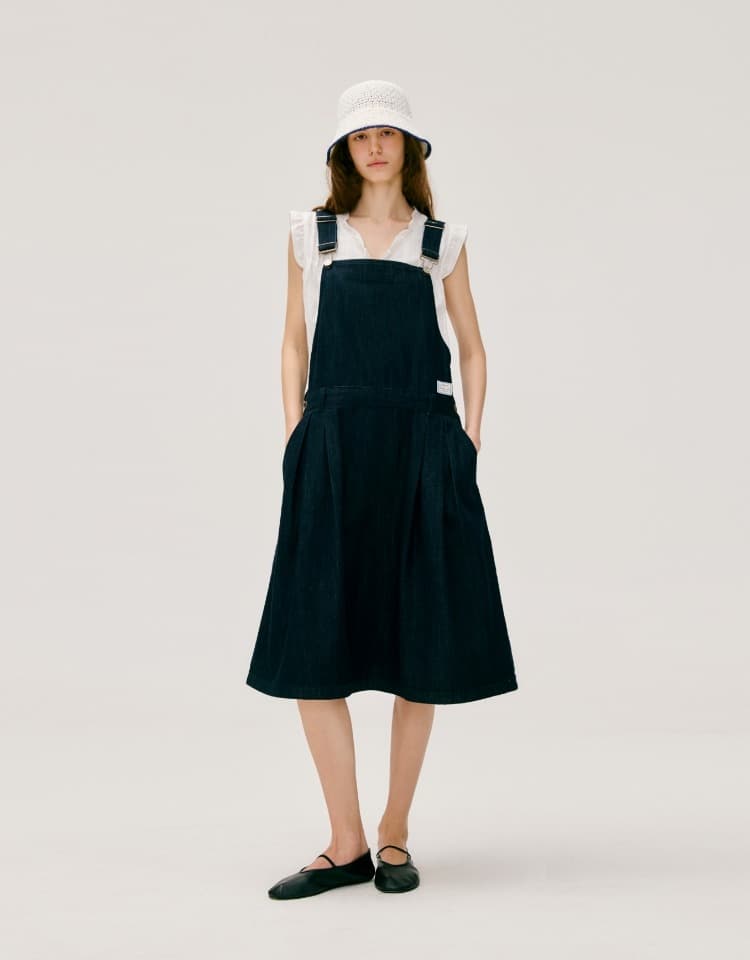 denim overall one-piece - indigo