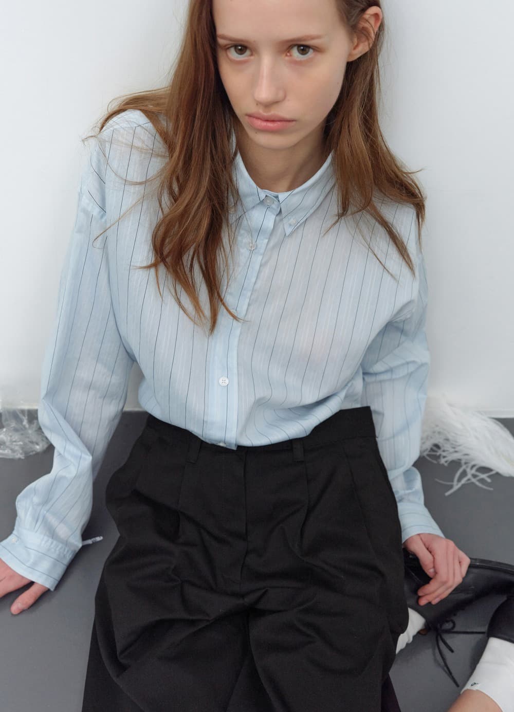 Fresh Stripe Over-Shirt - Sky Blue Stripe