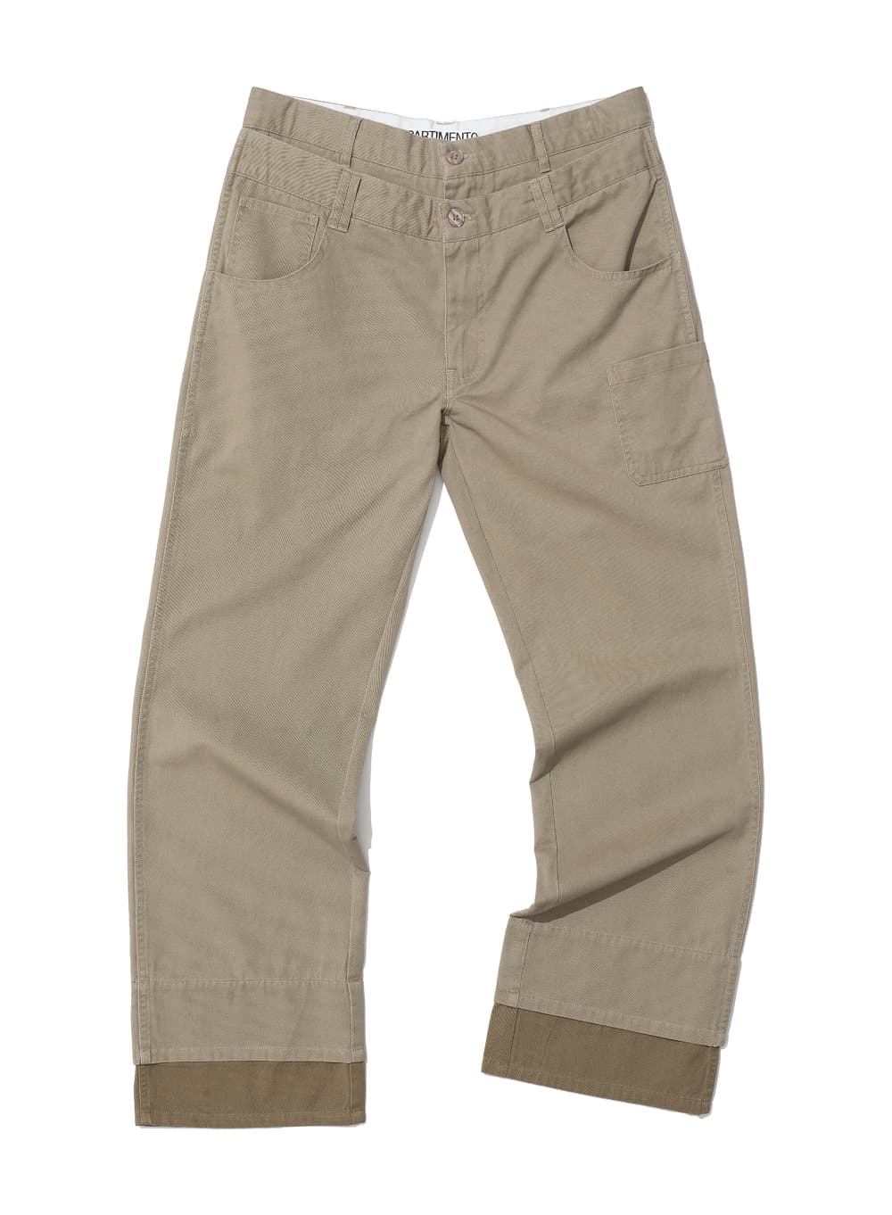 WASHED DOUBLE-LAYER PANTS_BEIGE
