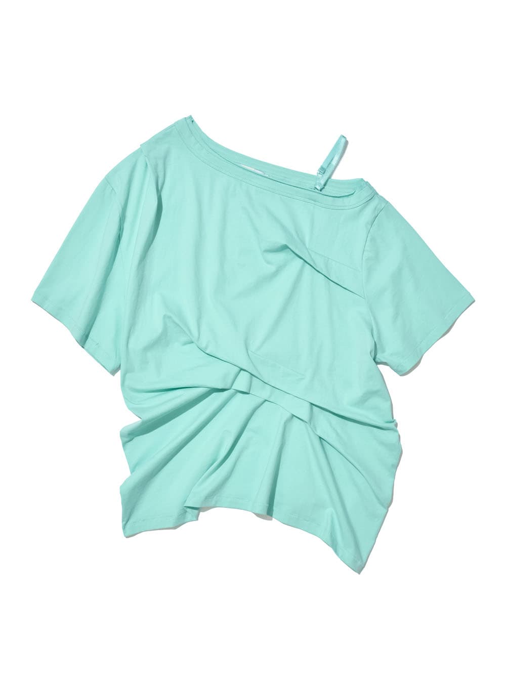 DRAPE PIN-TUCK UNBALANCED TOP_SKY
