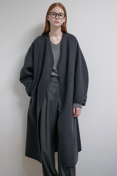 25FN collarless minimal handmade coat [CHA]