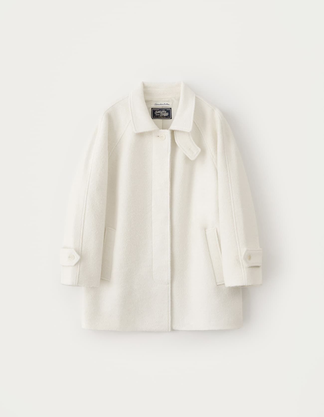 Boucle Wool Half Coat - Ivory