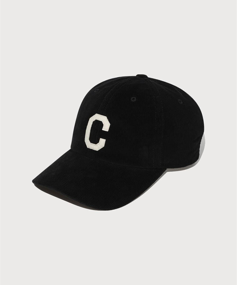 C로고 아플리케 코듀로이 볼캡 Black