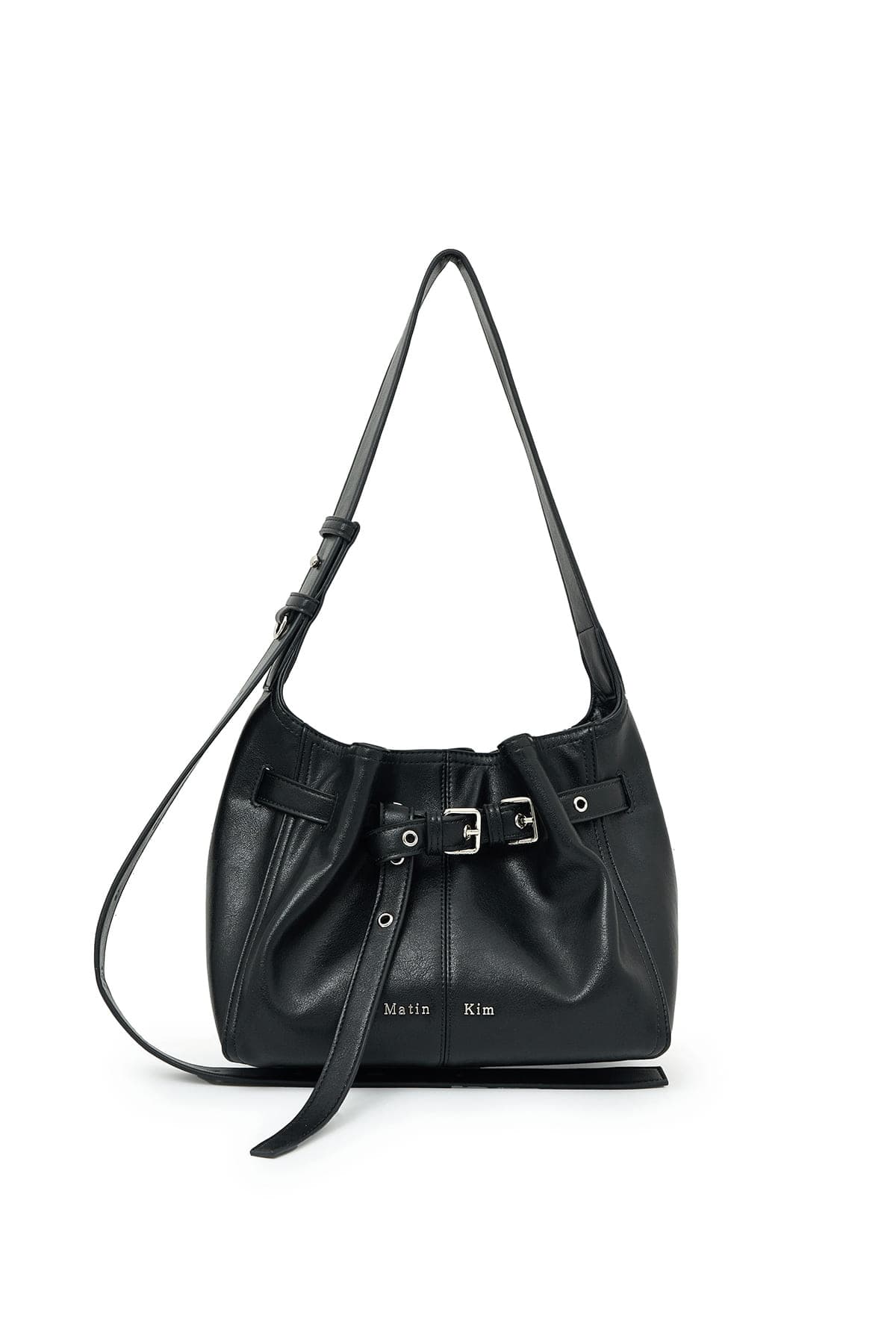 BELTED VOLUNN SMALL BUCKET BAG IN BLACK