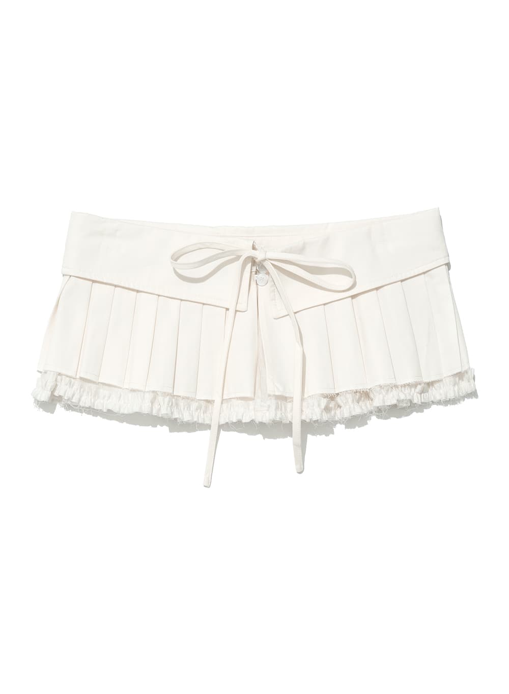 TURN OVER PLEATED WRAP SKIRT_WHITE