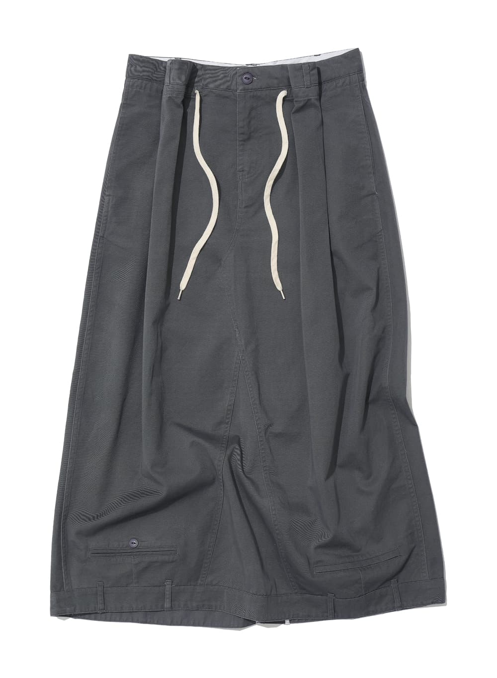 INVERTED DRAWSTRING MAXI SKIRT_CHARCOAL