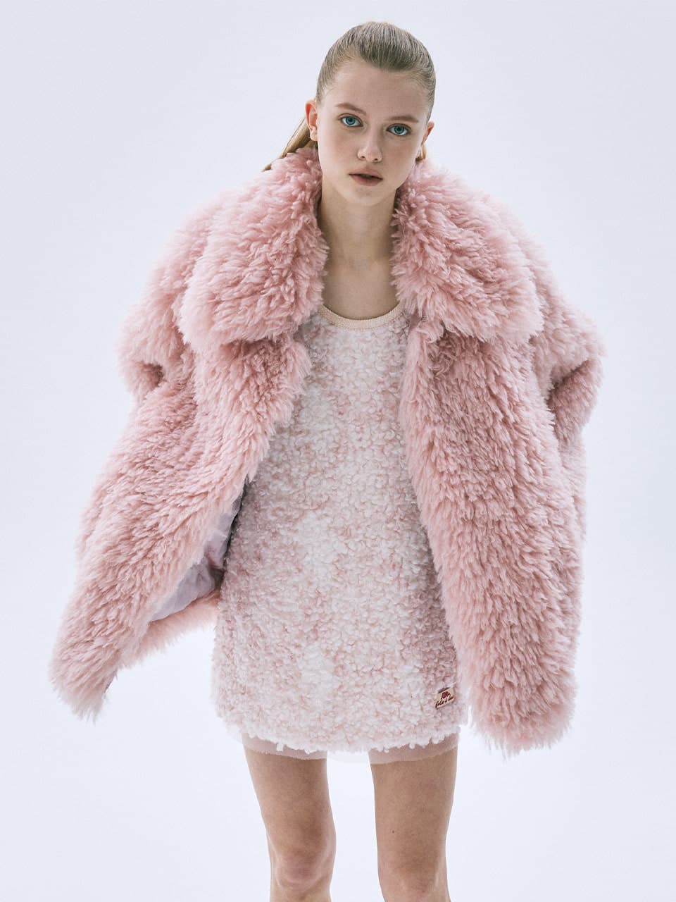 FAUX FUR OVERSIZED SINGLE COAT_PINK