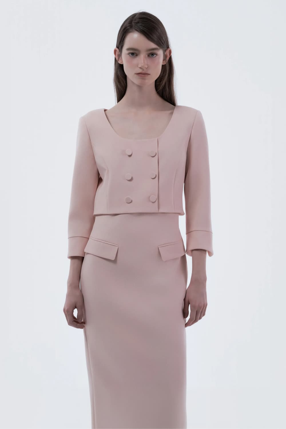 Celina Button Long Dress - Pink