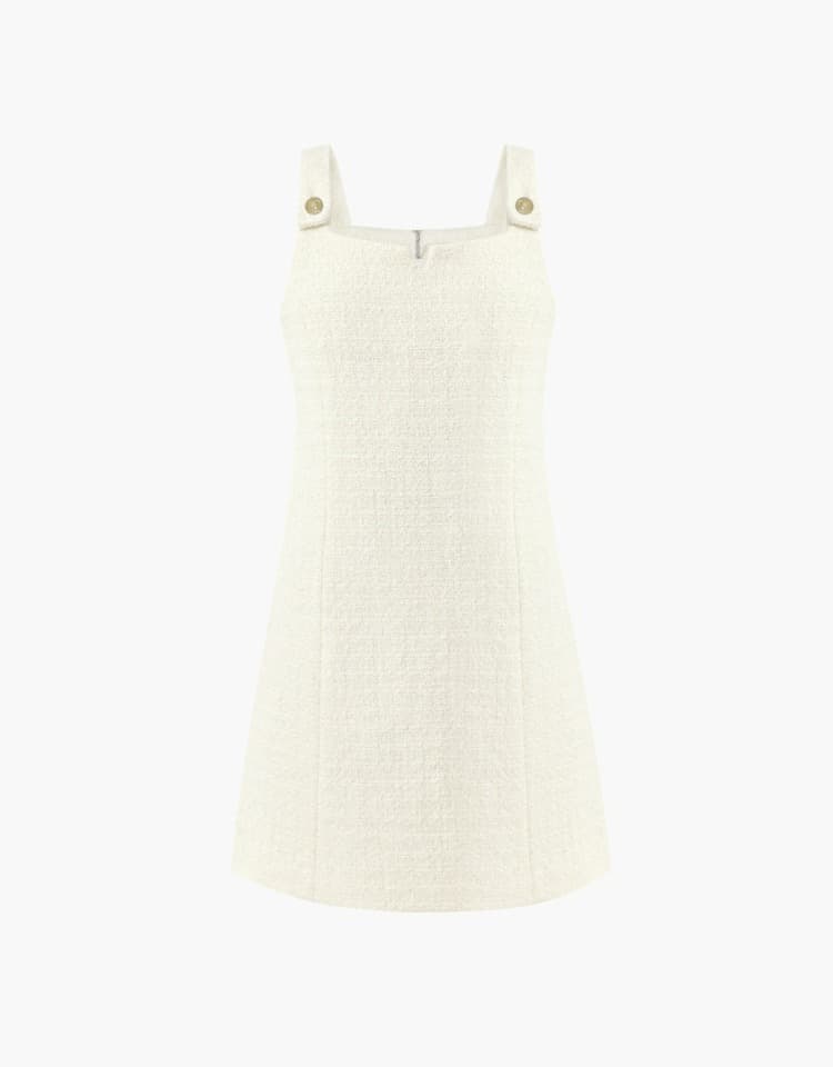 button sleeveless dress - ivory