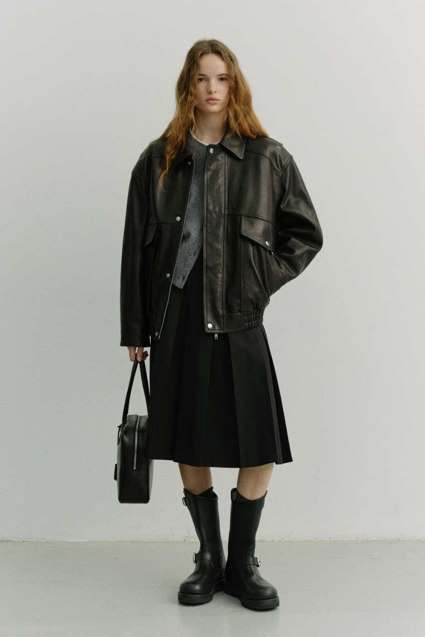 UNISEX OVERSIZED VINTAGE LEATHER BLOUSON BLACK_UDJU6A103BK
