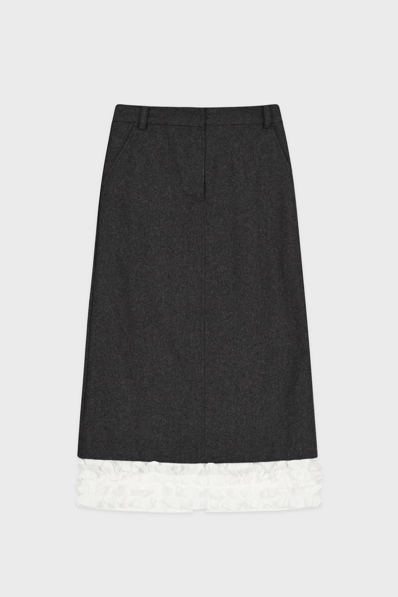 Frill Long Skirt (Charcoal)