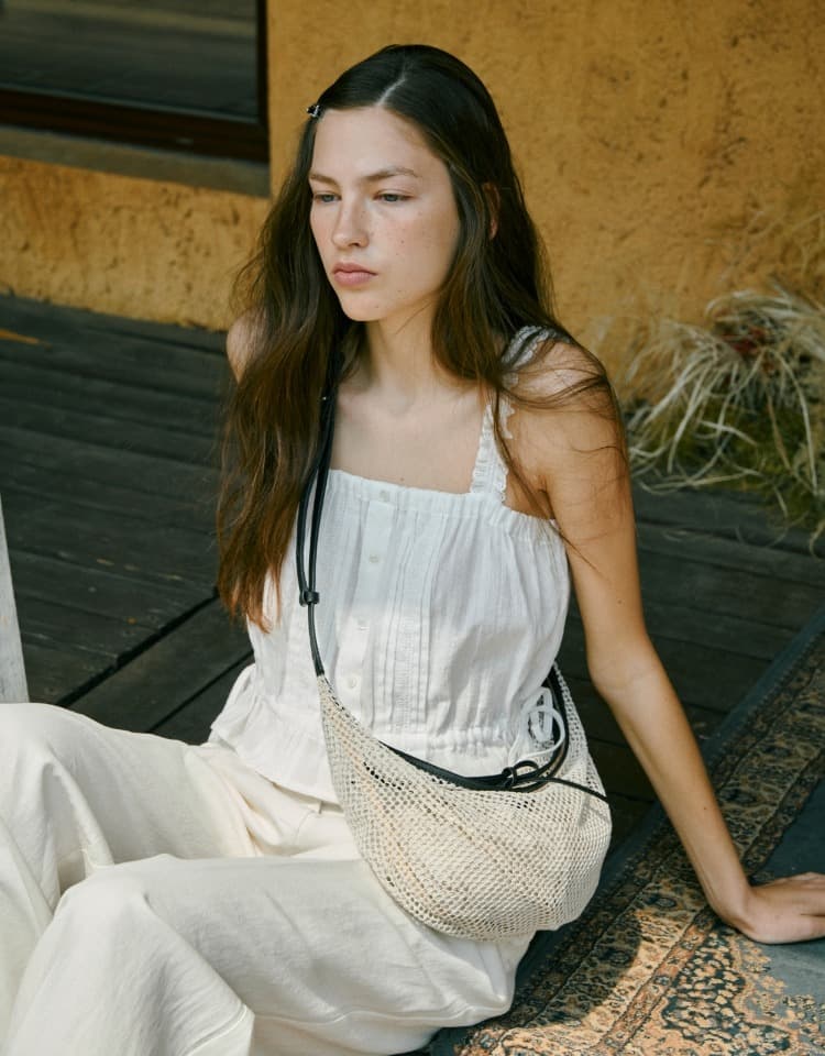 airy net bag (shoulder) - natural (M)
