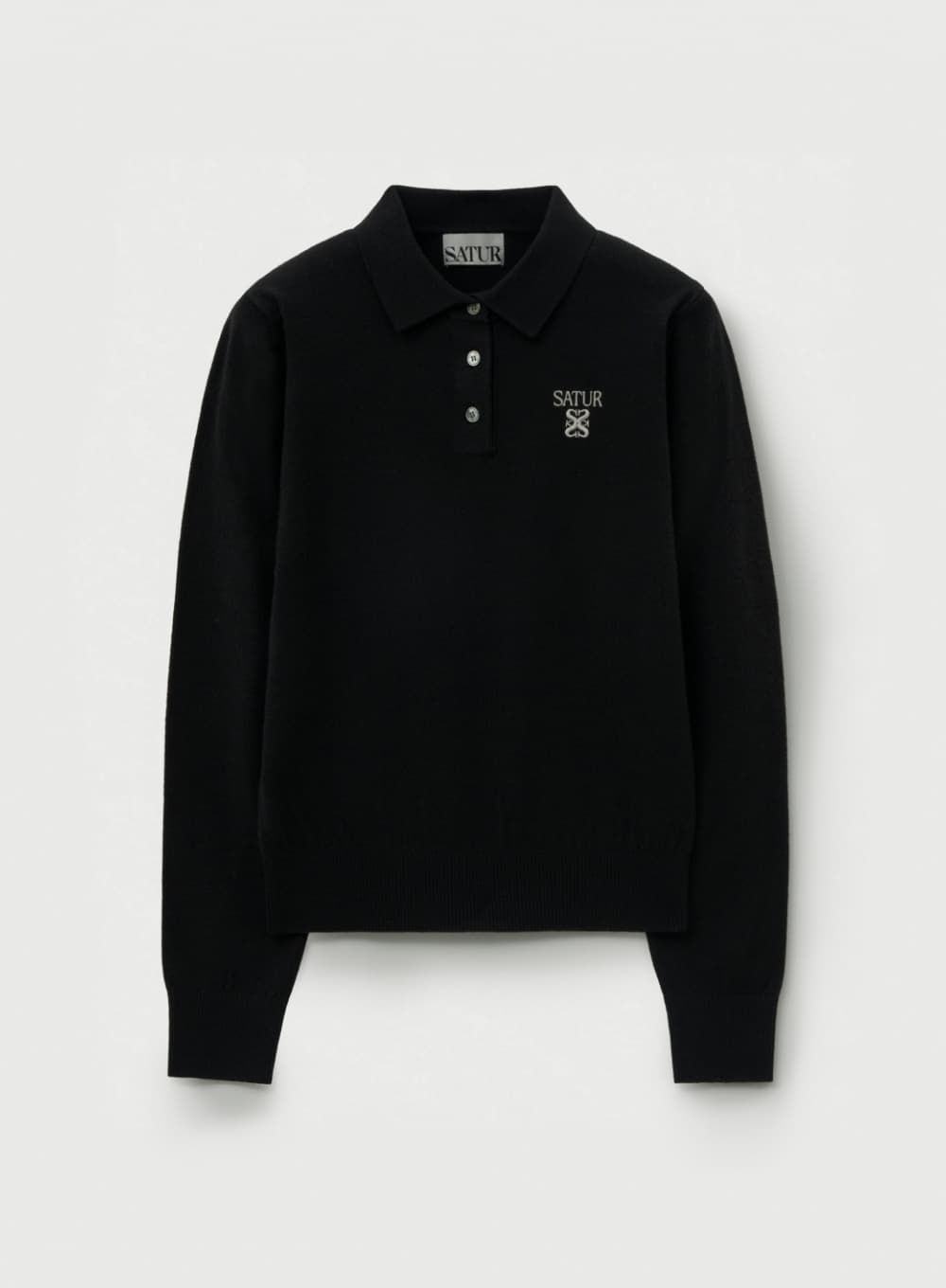 (W) Basic Polo Knit - Black