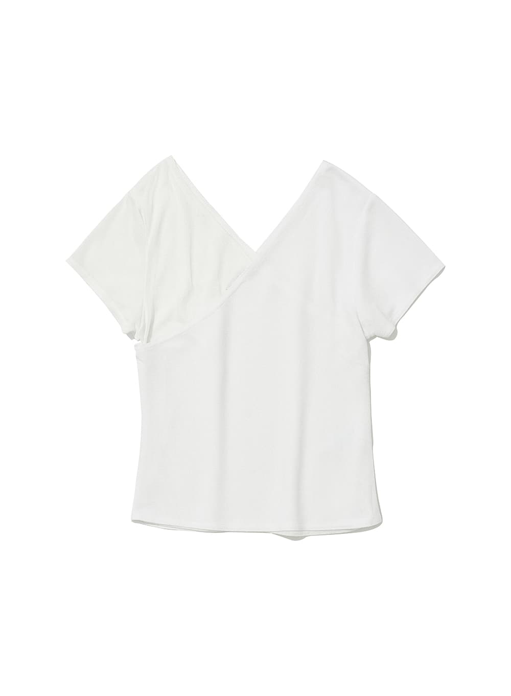 DETACHABLE CROSSOVER SHORT SLEEVE TEE_WHITE