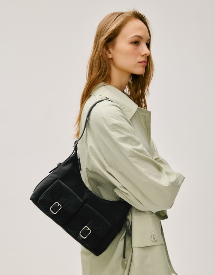nylon pocket bag (hobo) - black