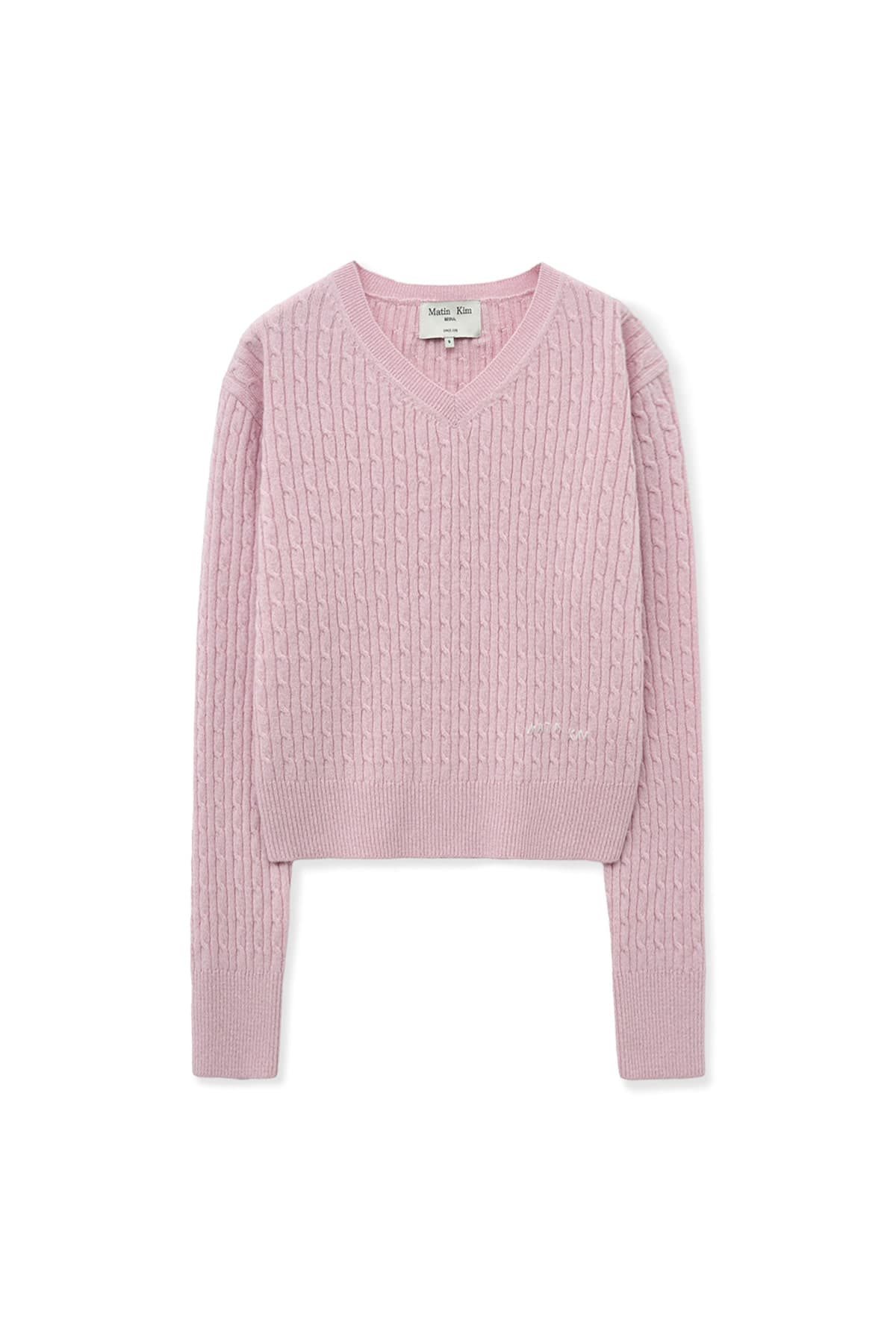 SHINY CABLE PULLOVER IN PINK