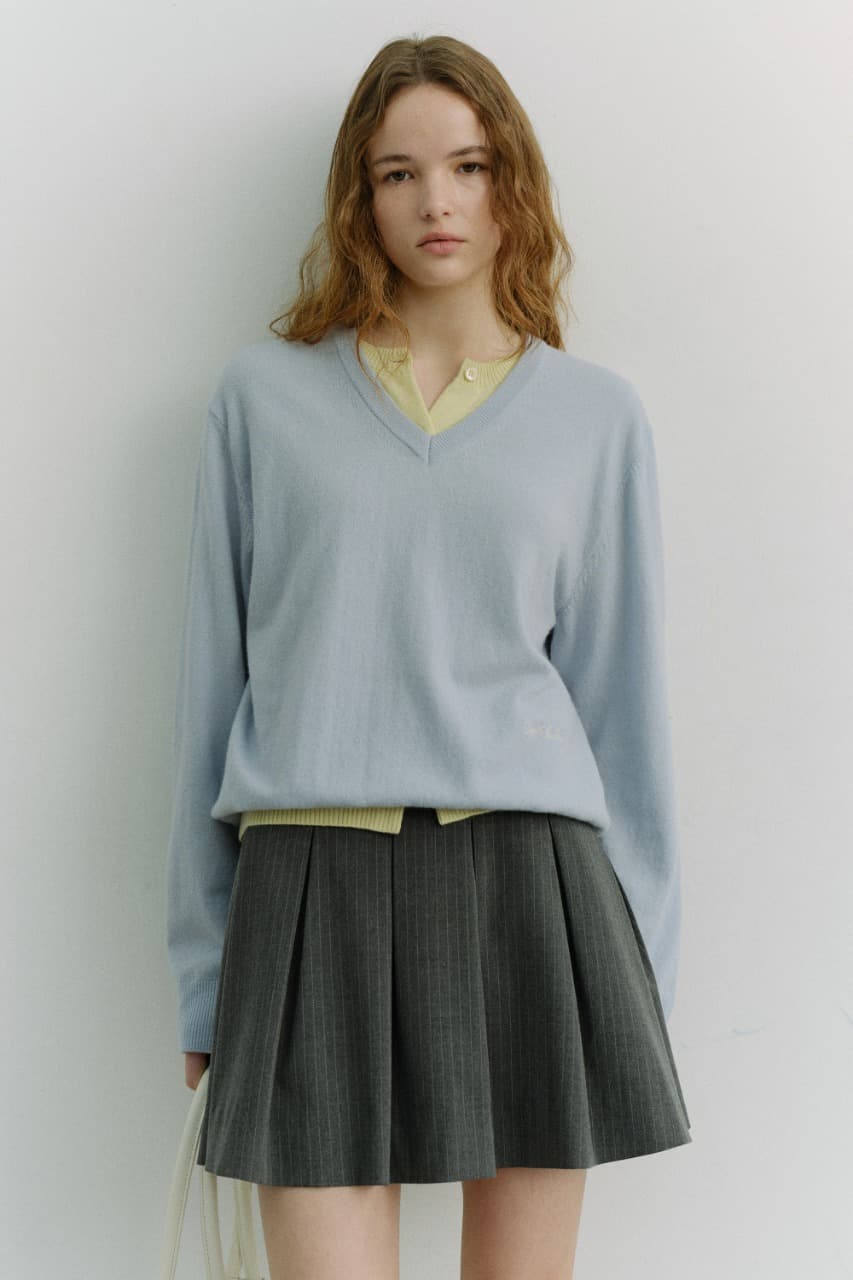 PLEATS MINI SKIRT GREY STRIPE_UDSK6A202G2