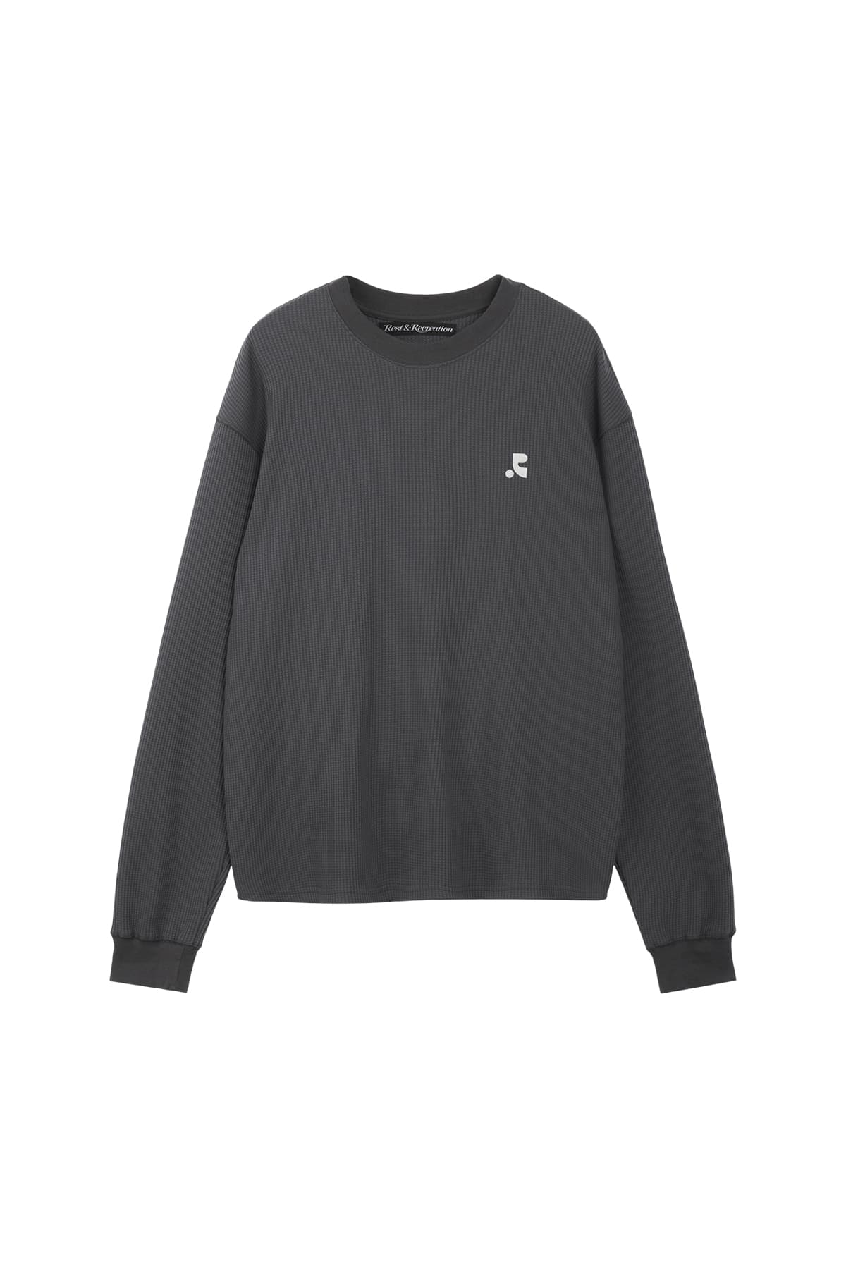 OVERSIZED WAFFLE CREWNECK T-SHIRT - CHARCOAL