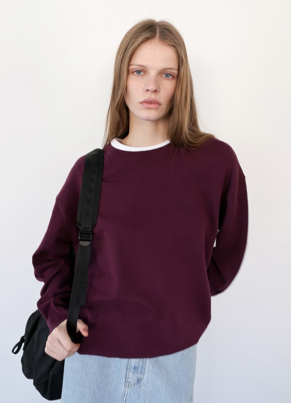 All-Day Cotton Round Knit - Plum