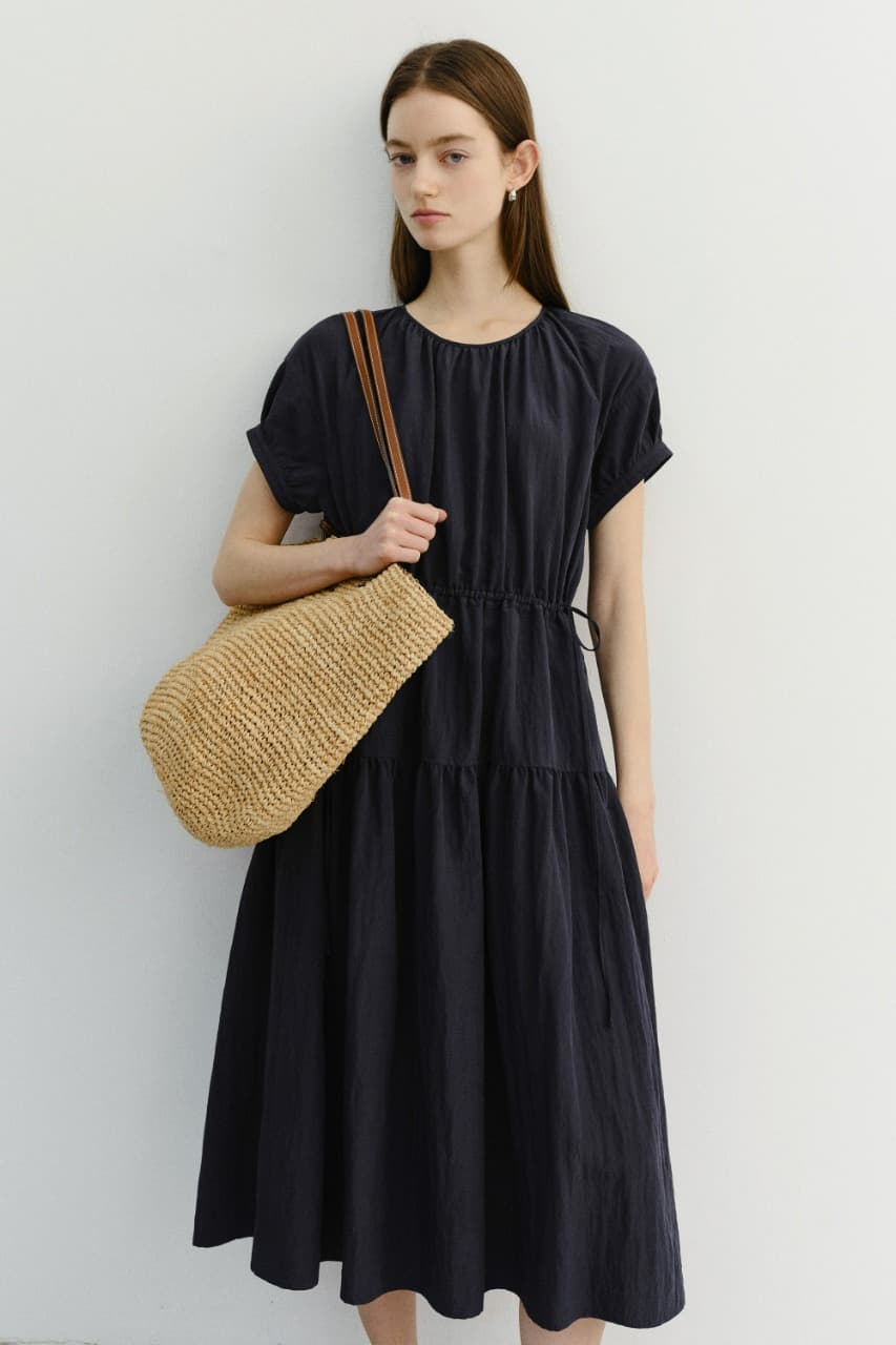 HALF SLEEVE DRESS DEEP NAVY_UDDR6B222N3
