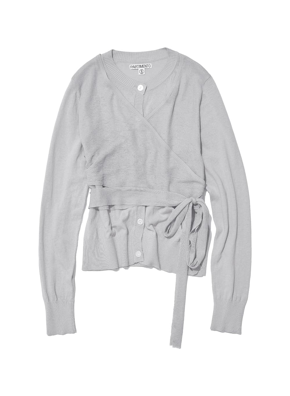 LAYERED CROSS BODY WRAP CARDIGAN_LIGHT GREY