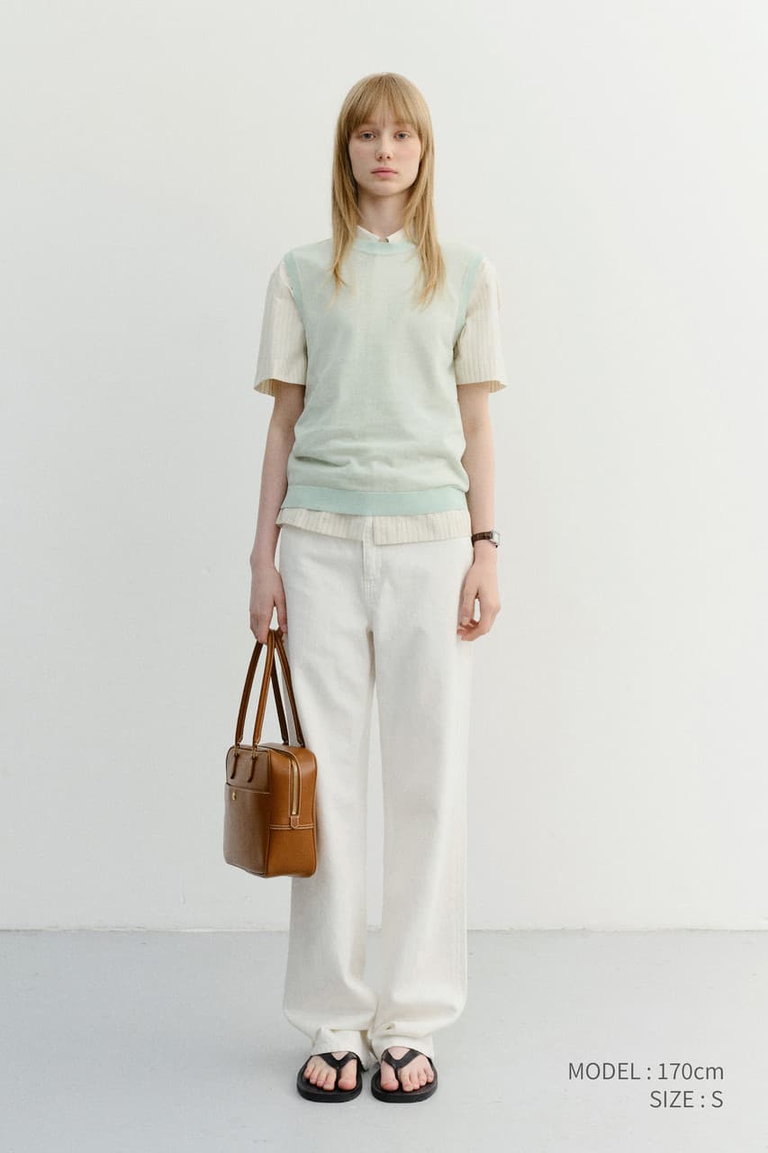 UNISEX SHEER LAYERING KNIT VEST MINT_UDSW6B131T1