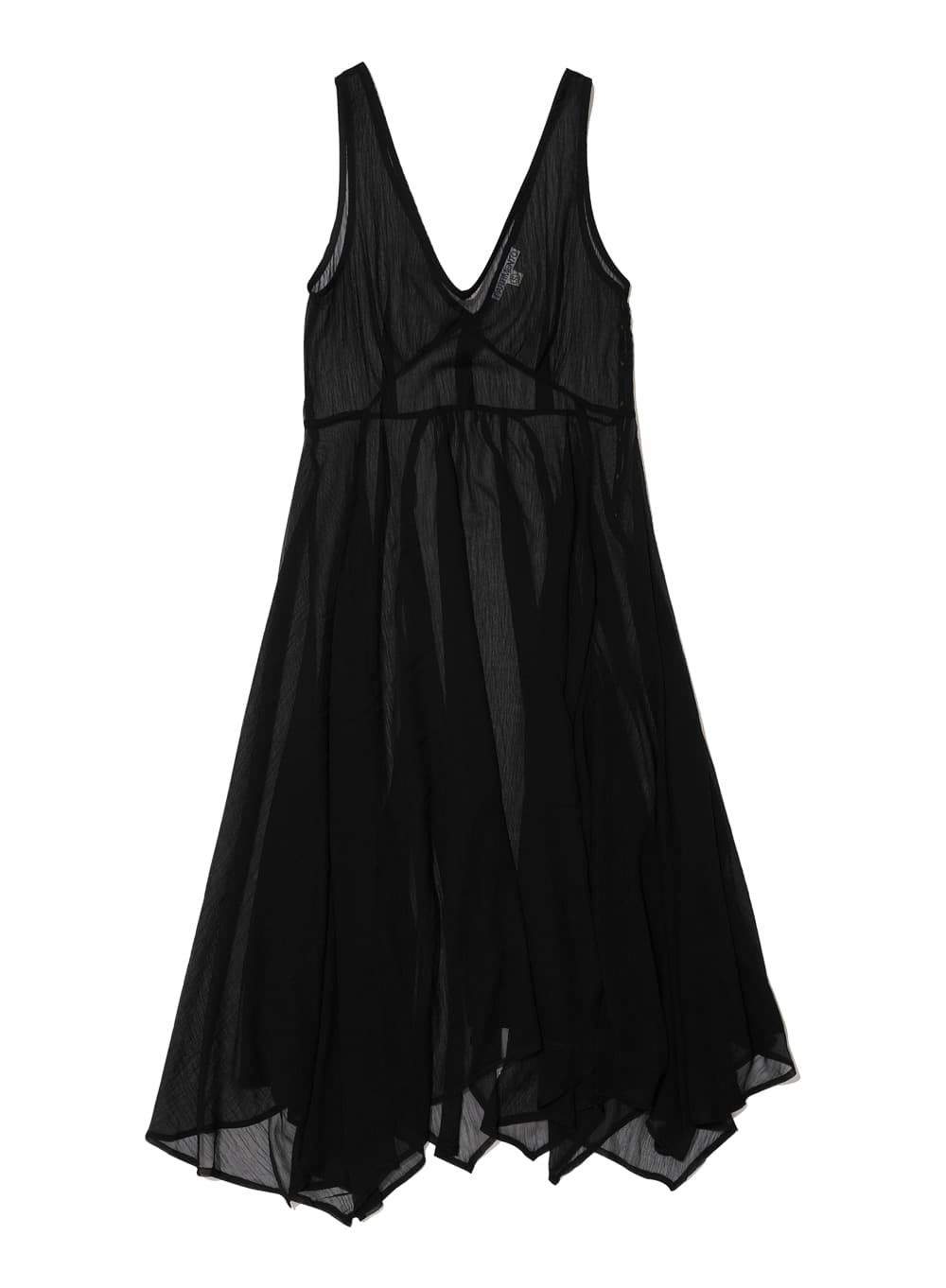 SHEER UNBALANCE LAYERED DRESS_BLACK
