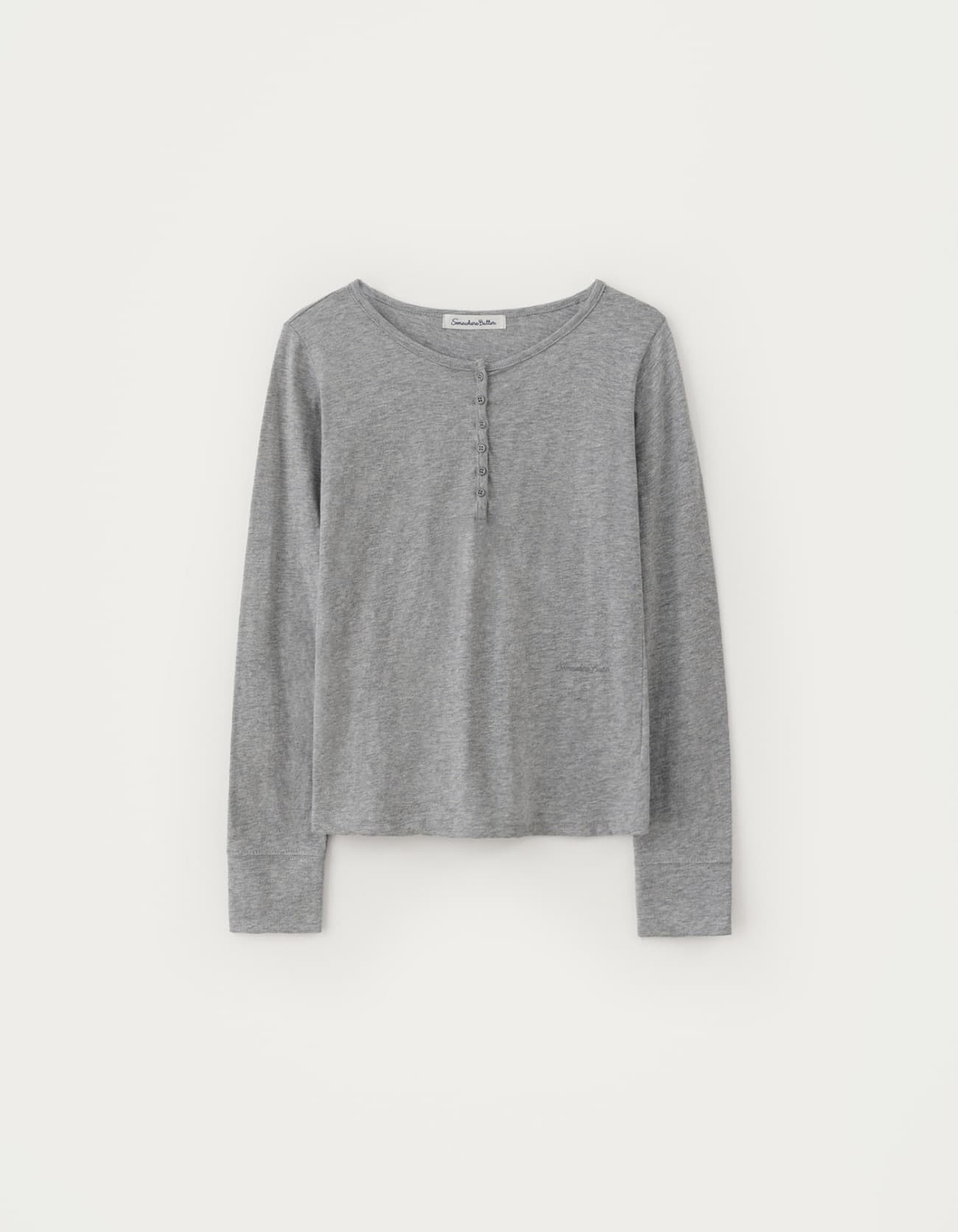 Slub Henley Long Top - Grey