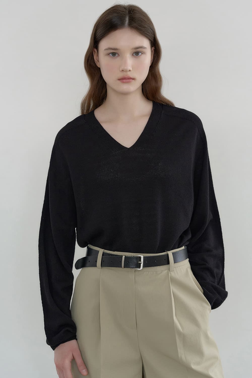 Wholegarment 2-way linen knit Black [N6PSKT02]