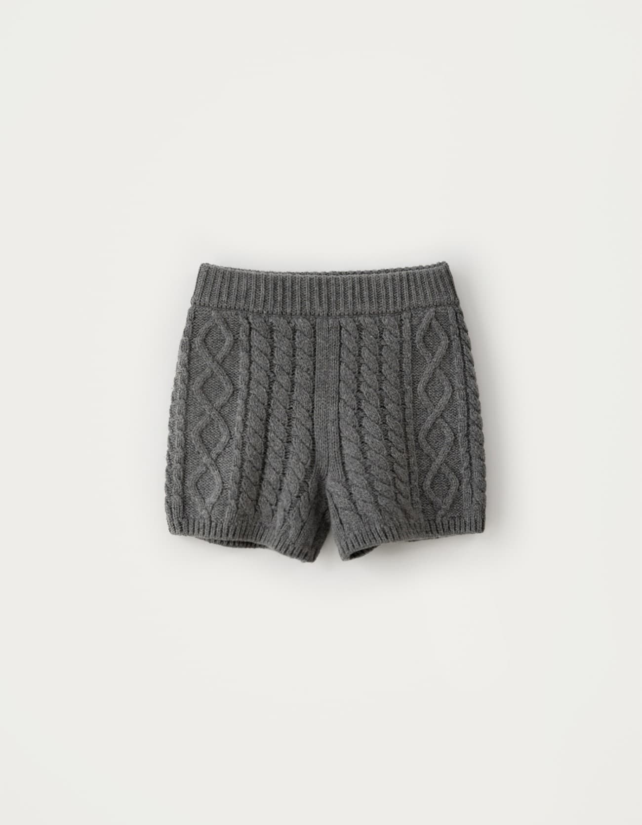 Wool Cable Knit Pants - Grey