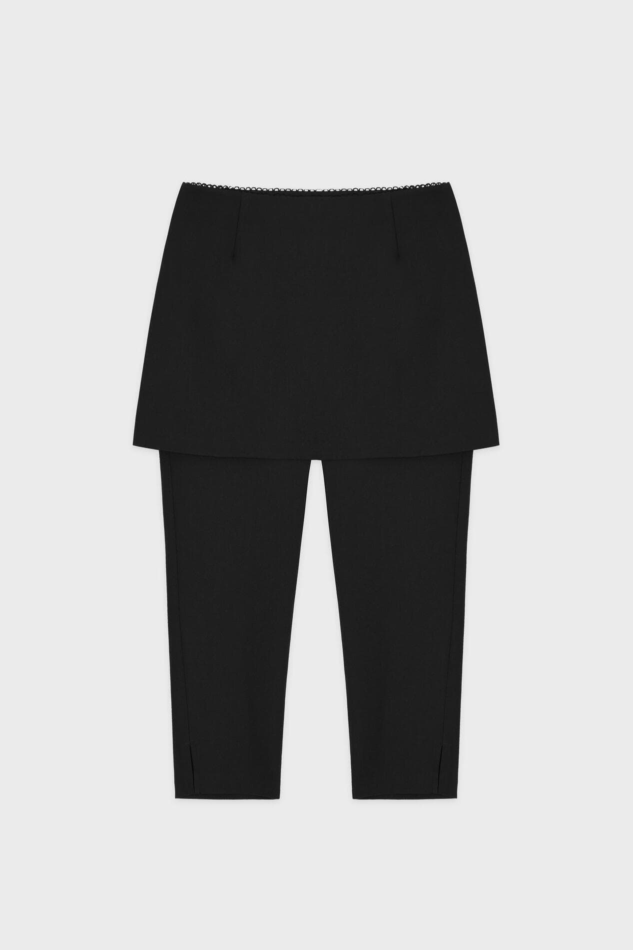 Lace Layered Skirt Pants (Black)
