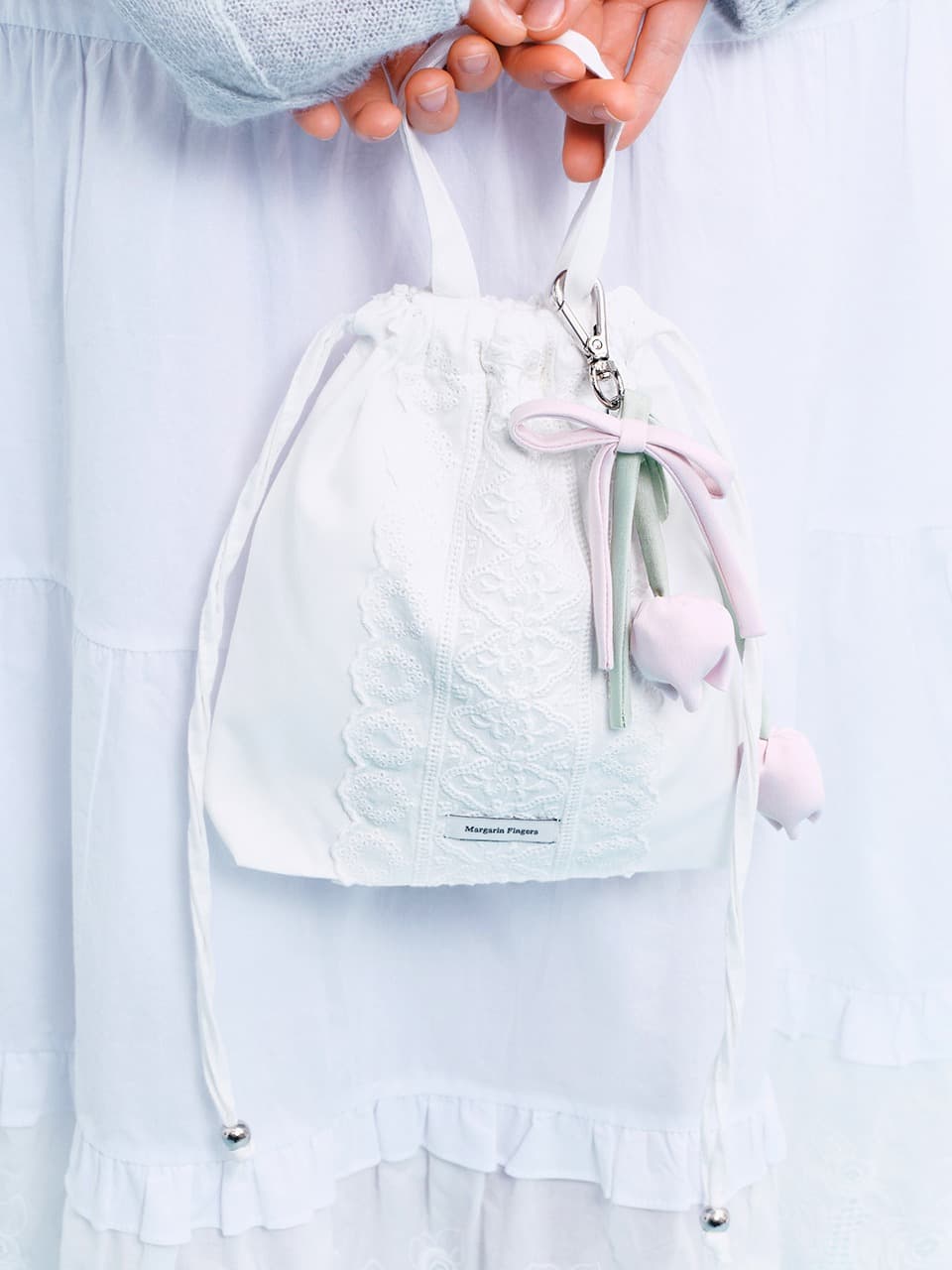 LACE STRING MINI BAG (WHITE)