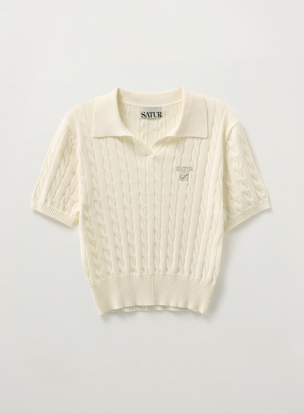 (W) Cable Collar Half Knit - Cream