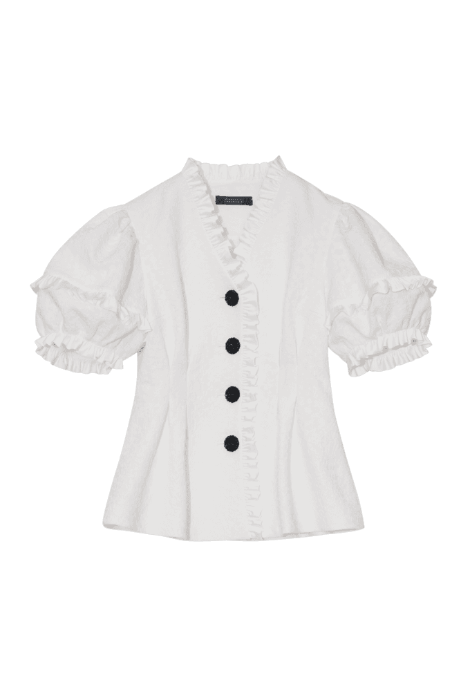 Heritage Frill Puff Blouse (White)