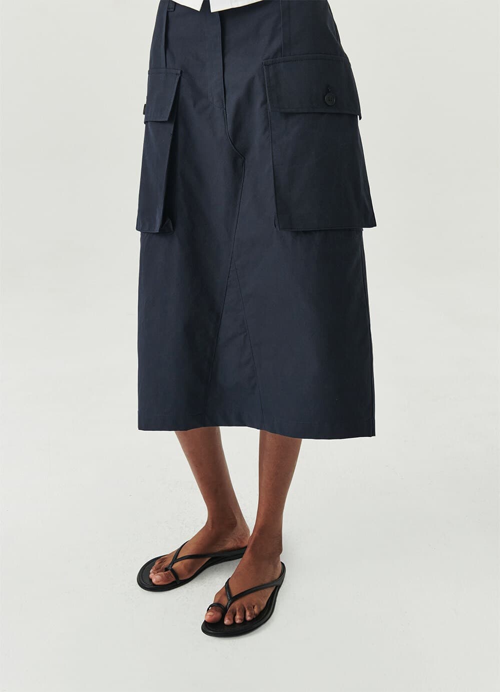 French Cotton Chino Skirt - Navy