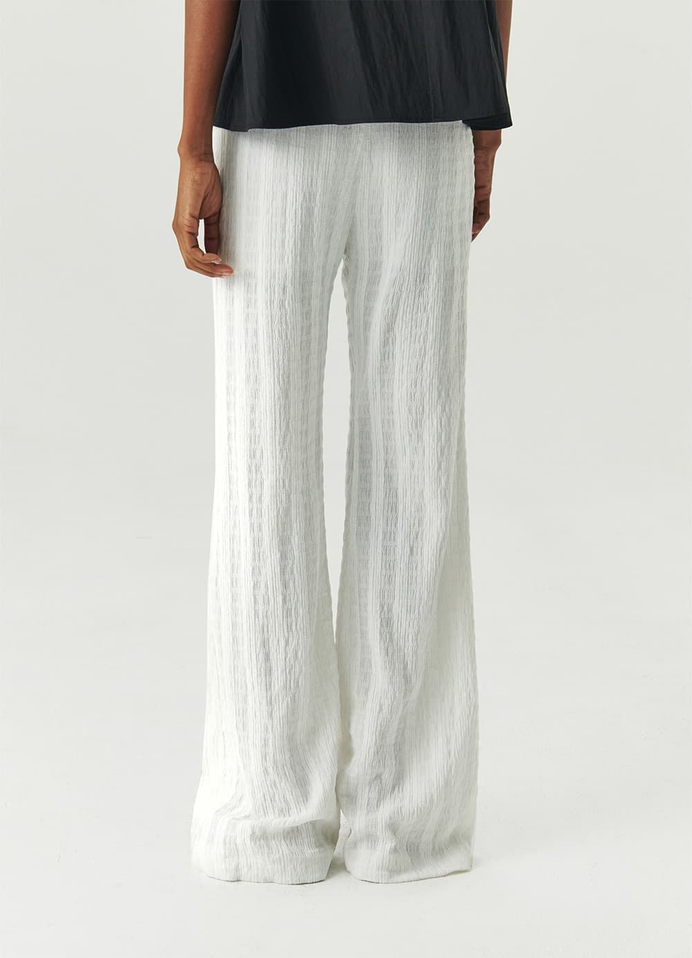 Layered Slim Boots Cut Pants - White