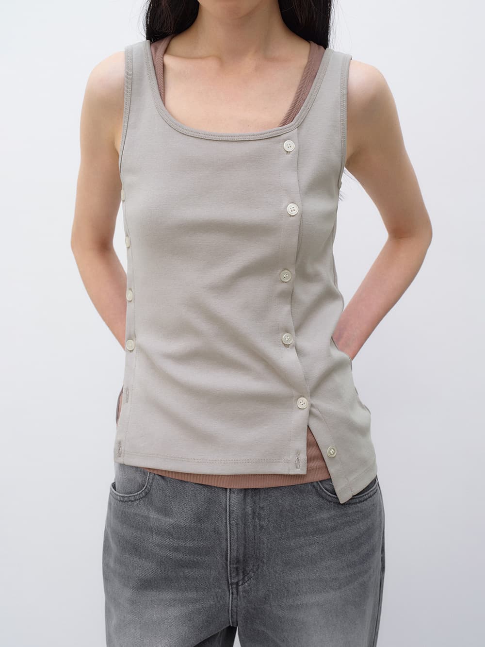 웨어러블 버튼 슬리브리스 WARM GREY