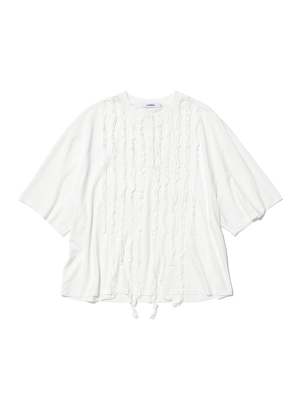 FRILL TRIM HENLEY NECK TEE_WHITE