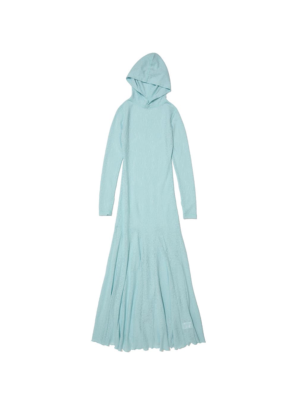 SHEER LACE JERSEY HOODIE DRESS_SKY