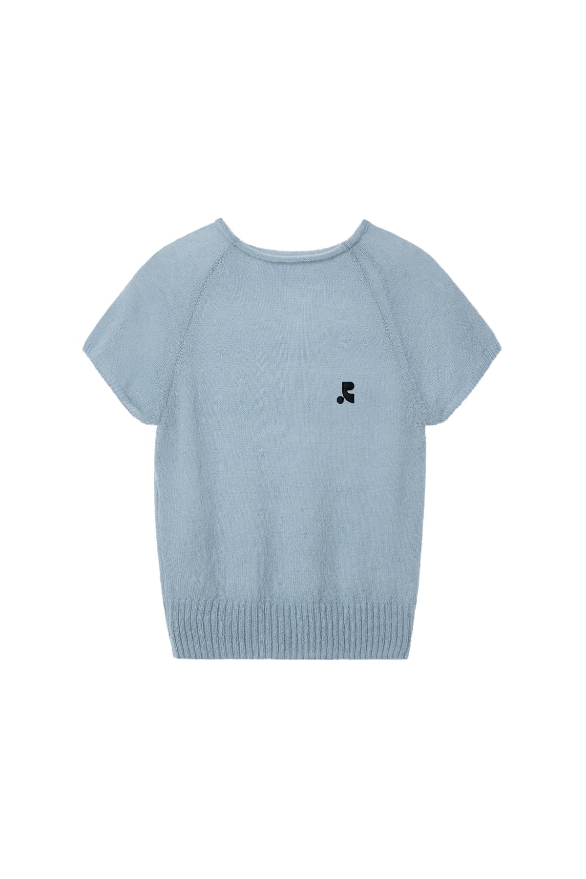RAGLAN HALF SLEEVE KNIT TOP - SKY BLUE