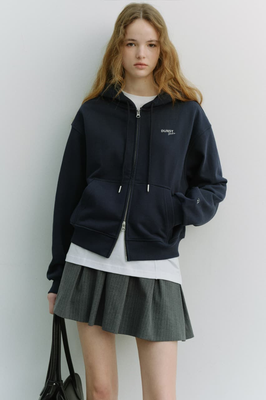 UNISEX CROPPED ZIP-UP HOODIE NAVY_UDTS6A101N2