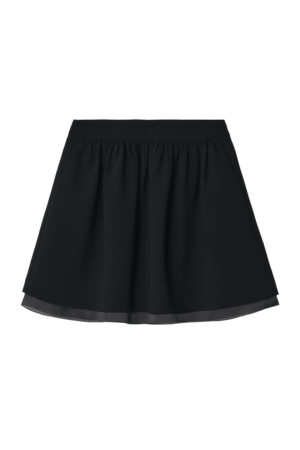 Sheer Hem Flare Mini Skirt (Black)