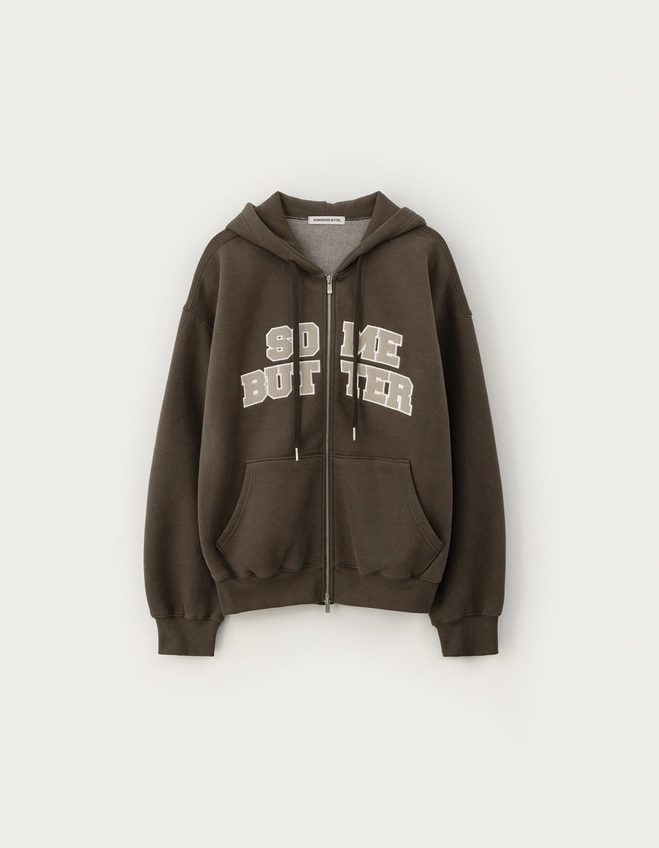 Corduroy Logo Hoodie Zip-Up - Brown
