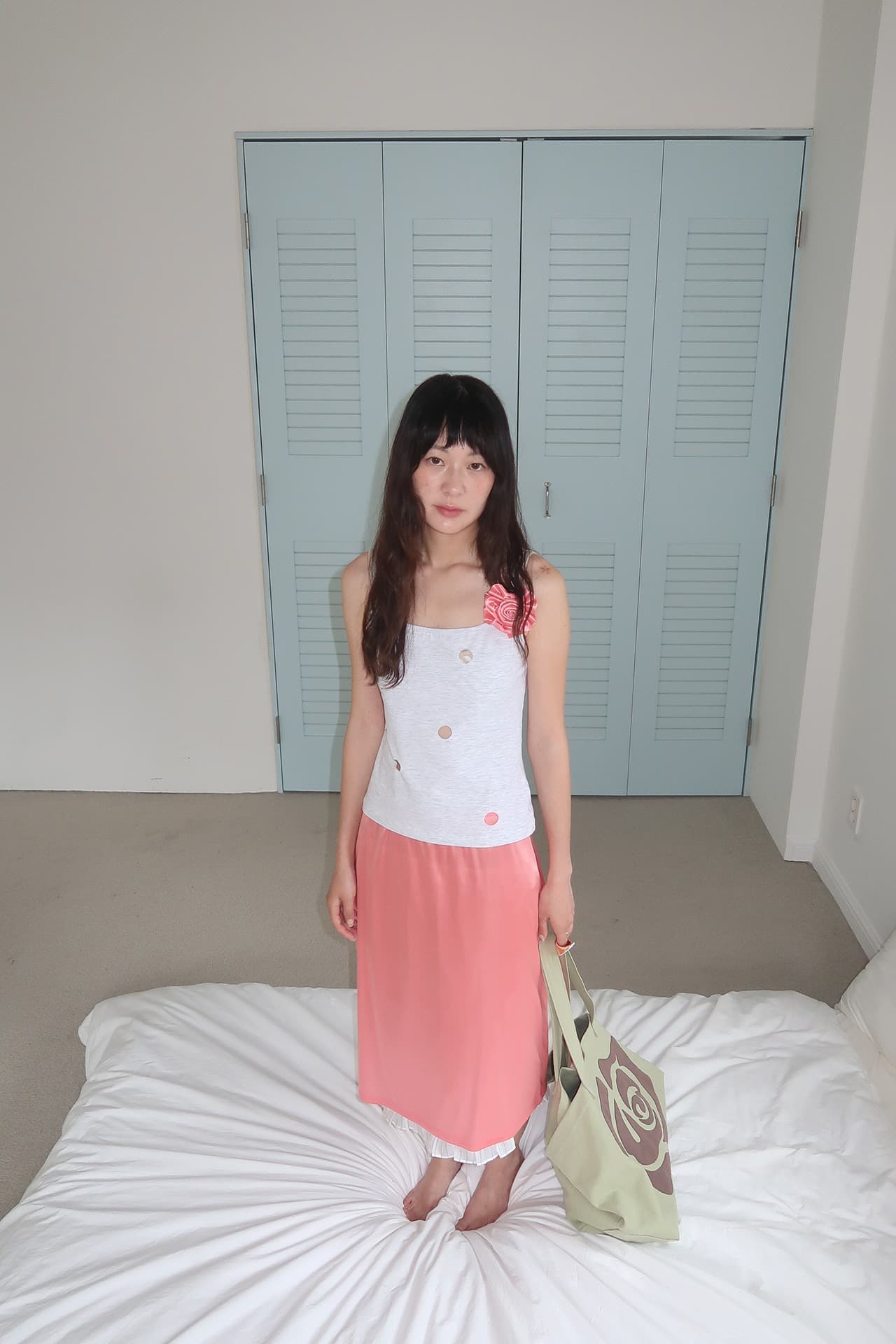 HOLE DETAIL SLEEVELESS_WHITE MELANGE