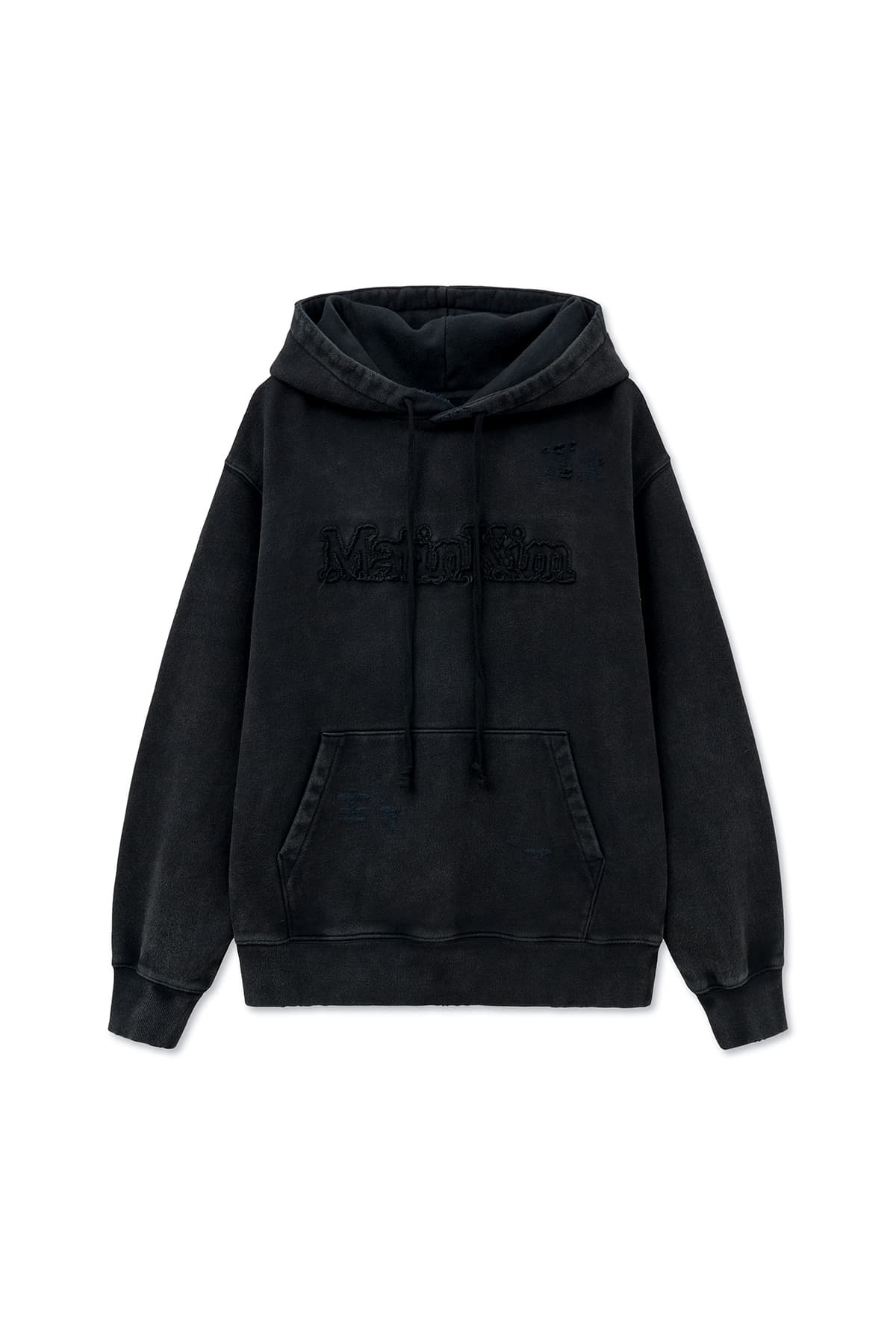 VINTAGE COLOR DYING LOGO HOODY IN BLACK