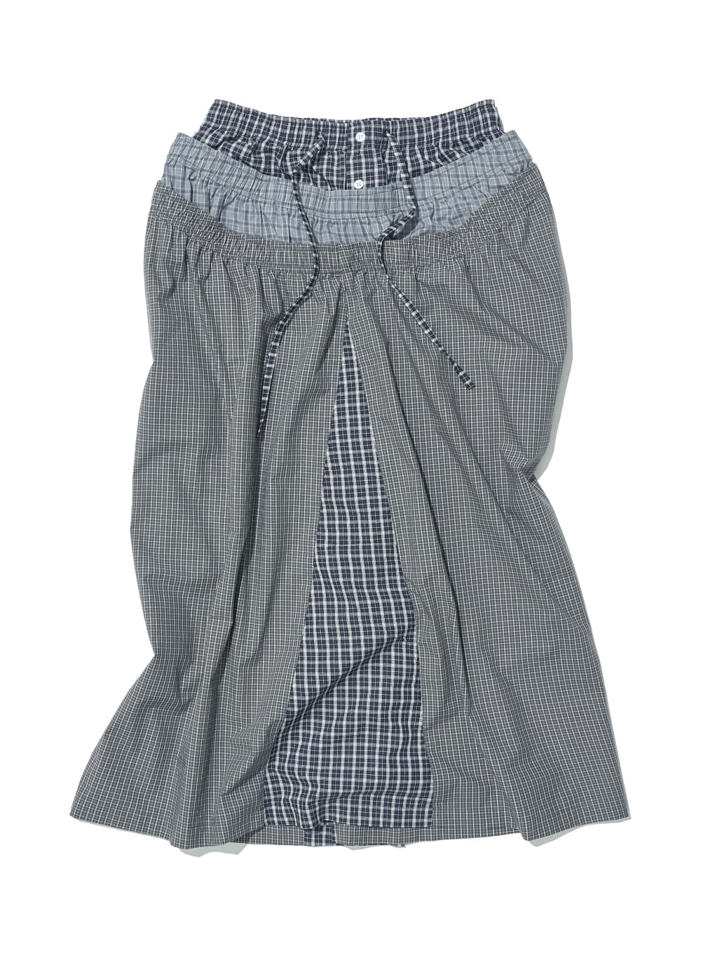 MULTI LAYERED MAXI SKIRT_NAVY CHECK