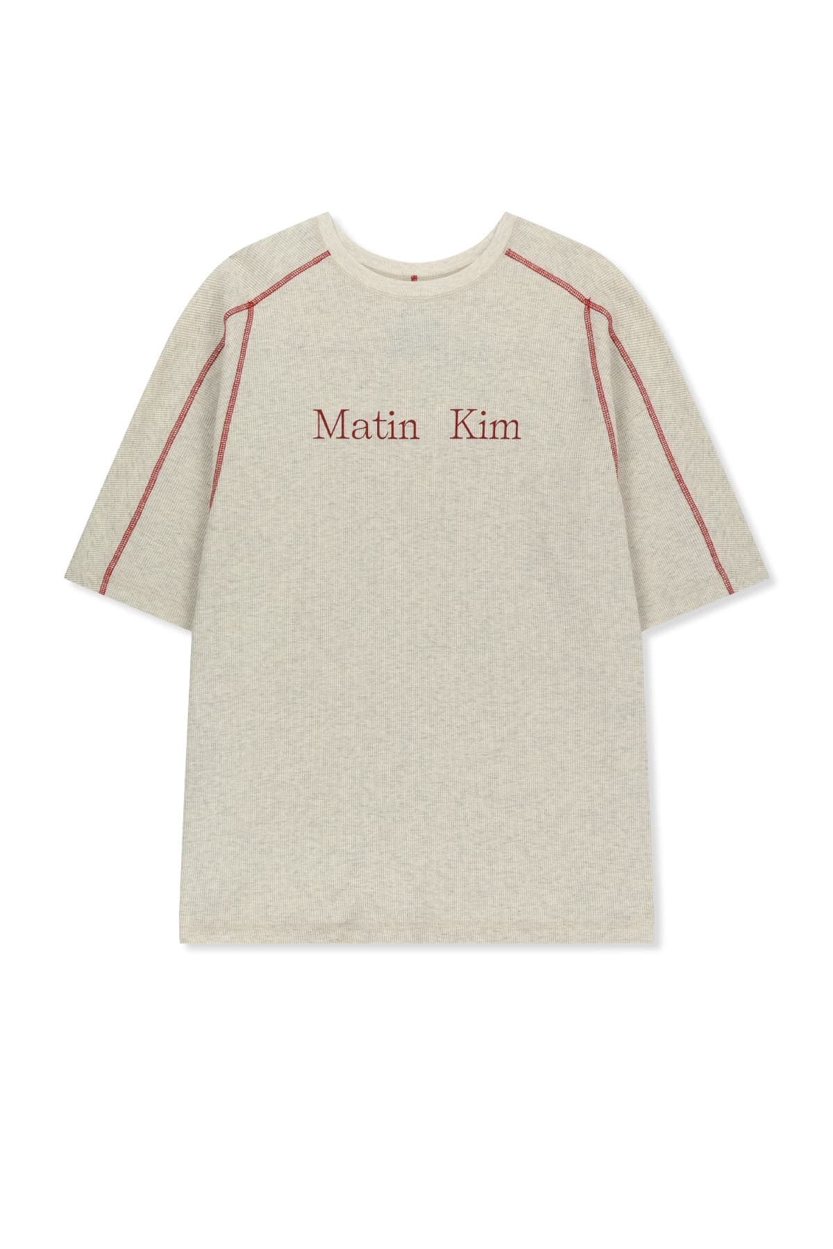 MATIN KIM LOGO WAFFLE TOP FOR MEN IN LIGHT BEIGE