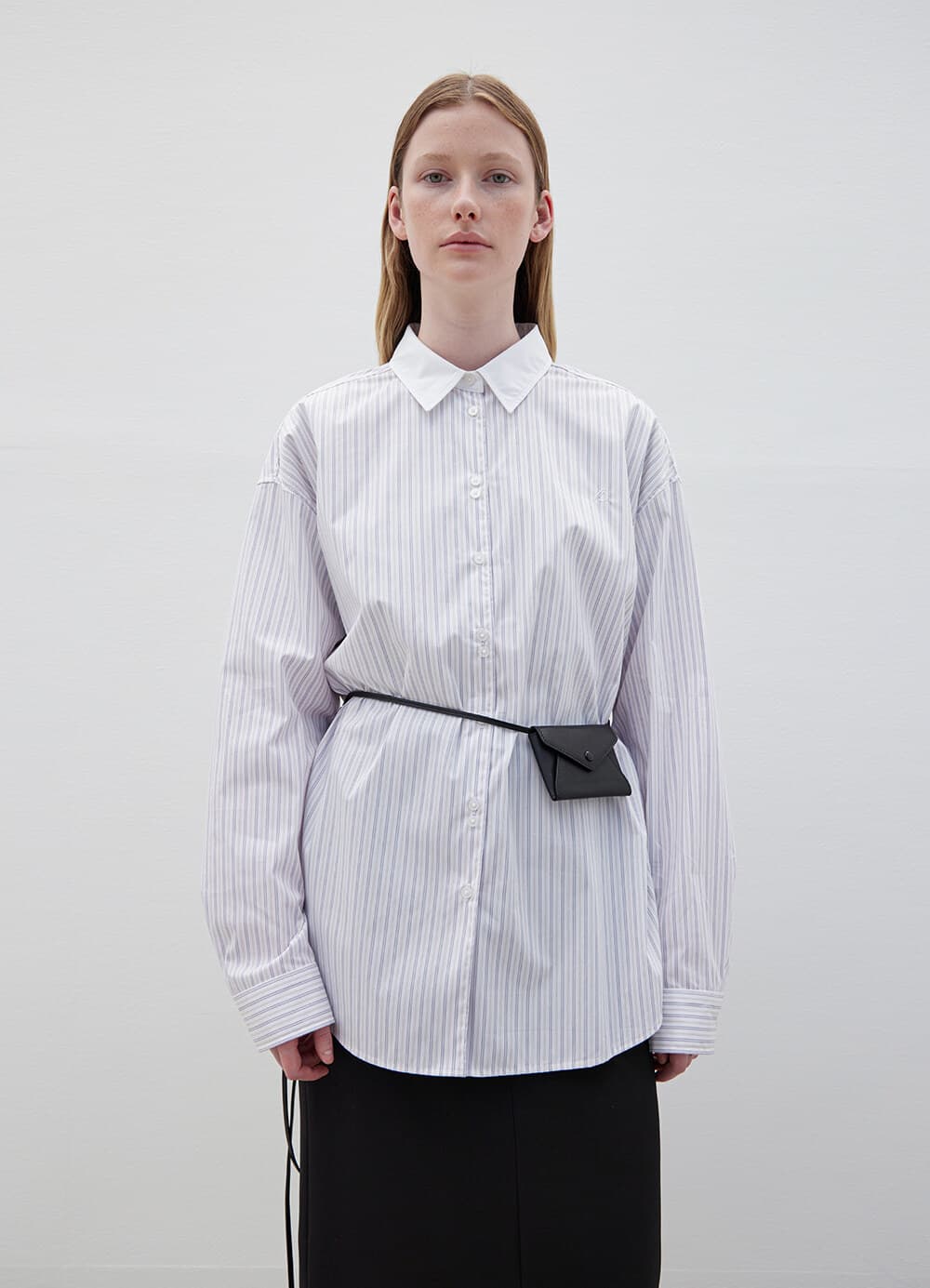 Stripe Cotton Relaxed Shirt - White/Grey