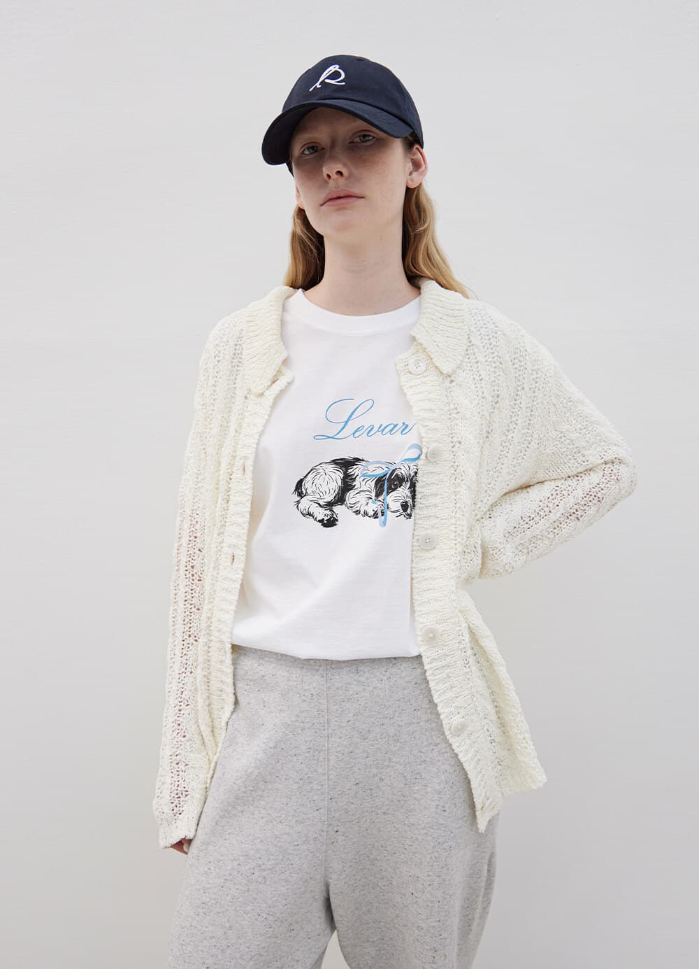 Loose Cable Knit Cardigan - Off White