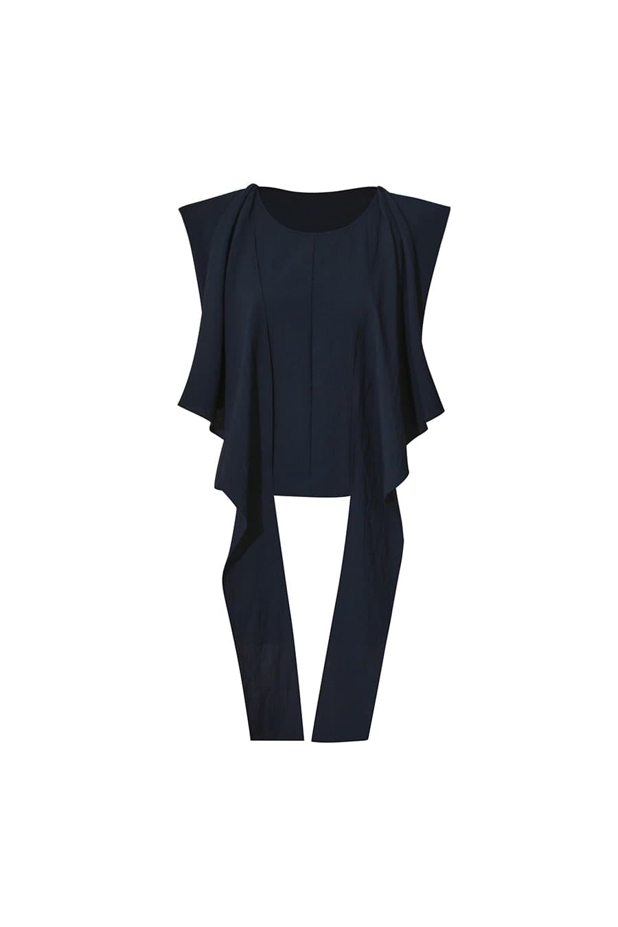 26 CRINKLED SLEEVELESS FLUID BLOUSE [NAVY]